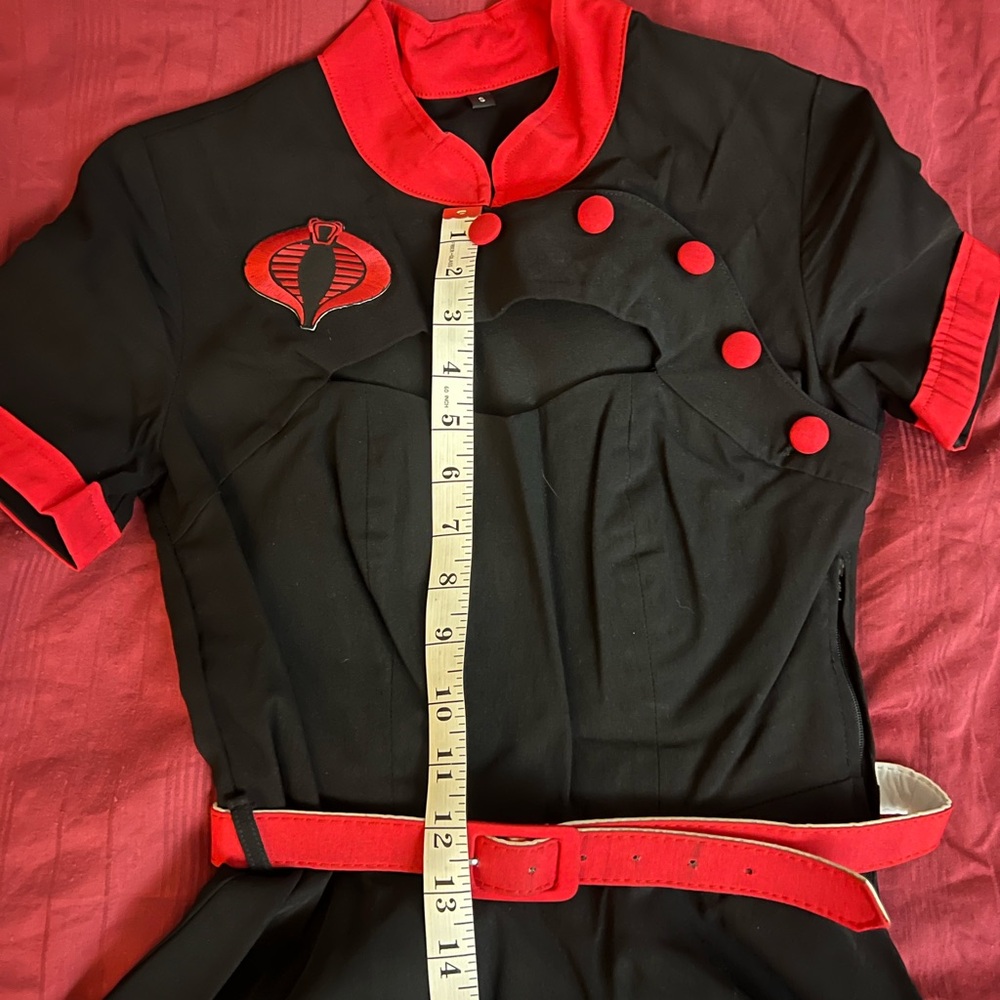Elegant Black and Red Women's Dress with GI Joe Cobra Patch - Picture 5 of 9